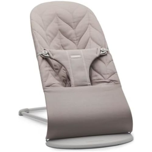 BabyBjörn Bouncer Bliss, Sand Gray, Woven, Petal Quilt | 2-in-1 Adjustable Baby Bouncer Seat and Toddler Chair, Newborn to Toddler (8-29 lbs), 4 Positions, Lightweight & Portable