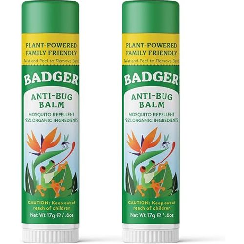 Badger Bug Repellent, Easy to Use Travel Stick, DEET-Free Mosquito Repellent & Insect Protection, Certified Organic Essential Oil Balm