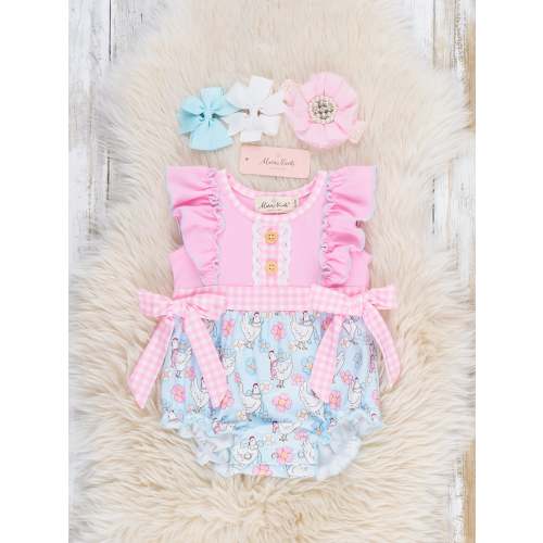 Happy Chickens Ruffle Bubble Romper
