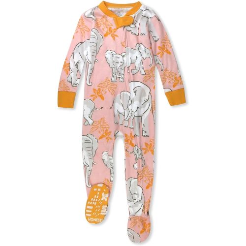 HonestBaby baby-girls Non-slip Footed Pajamas One-piece Sleeper Zip-front Pjs 100% Organic Cotton for Baby Girls