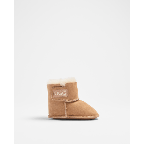 Baby Sheepskin and Leather Slipper Boot - Chestnut