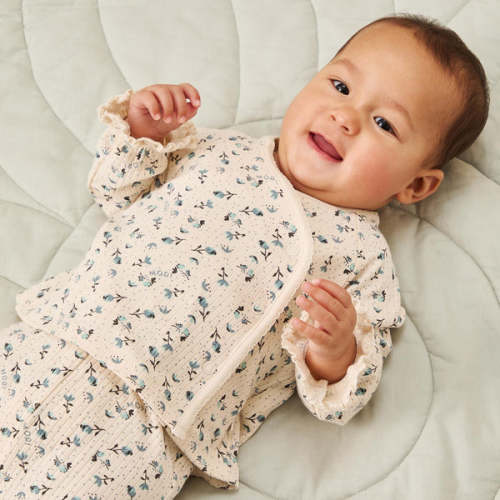 Floral Ribbed Kimono Cardigan & Leggings Outfit Cream / 0 - 3 M