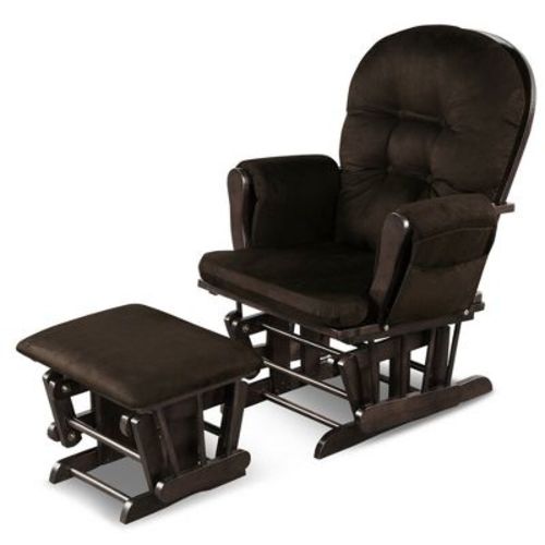 Costway Glider and Ottoman Cushion Set Wood Baby Nursery Rocking Chair