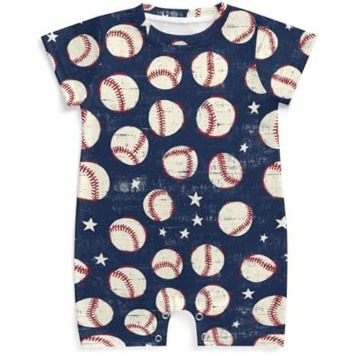 Vintage Baseball Stars Baby Romper Retro Patriotic American Sports Bodysuit Sport Lover Gift Outfit