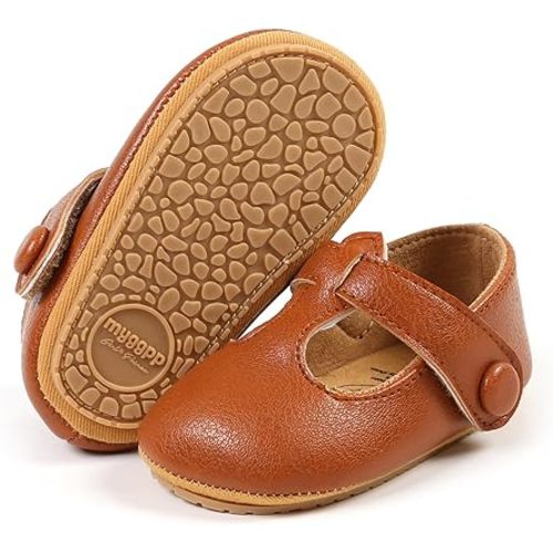 SOFMUO Baby Boys Girls Lace Up Leather Sneakers Soft Rubber Sole Infant Moccasins Newborn Oxford Loafers Anti-Slip Toddler Wedding Uniform Dress Shoes