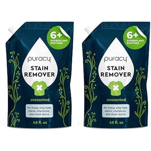 Puracy Stain Remover, Travel and Laundry Stain Cleaner for Clothes, Baby Essentials, Kids Stains, Oil and Fabric Spot Cleaner, (Stain Remover Spray, 48 fl oz) (Pack of 2)