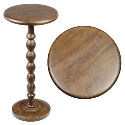 JONATHAN Y Augustus 24.5" Cottage Classic Spindle Wood Pedestal Round Drink Table & Decorative End Table, Dark Brown