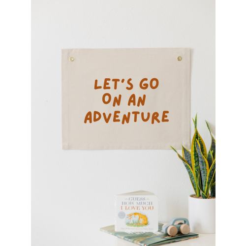 Let's Go On An Adventure Wall Flag, Boy Nursery Wall Banner, Adventure Wall Hanging, Outdoor Nursery Theme, Woodland Nursery Decor