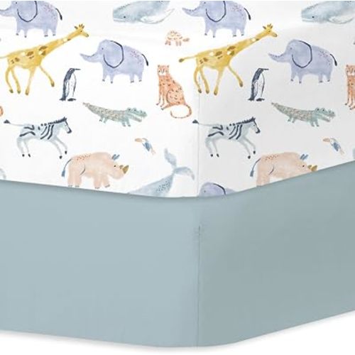 Little Grape Land Crib Sheets for Boys and Girls, 2pk Baby Crib Fitted Sheet for Standard Size Crib and Toddler Mattress, Super Soft Baby Sheet