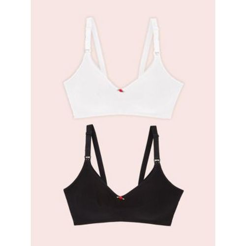 Leading Lady Women's Cotton Wireless Nursing Bra 2-Pack (4001) White w/ Black 2PK 36DDD