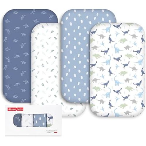 Gllquen Baby Bedside Sleeper Bassinet Sheets 33x20 Inch 4 Pack Girl Boy