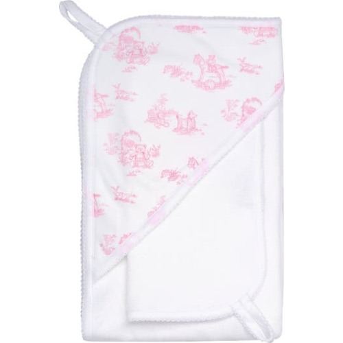 Pink Toile Hooded Towel - Baby