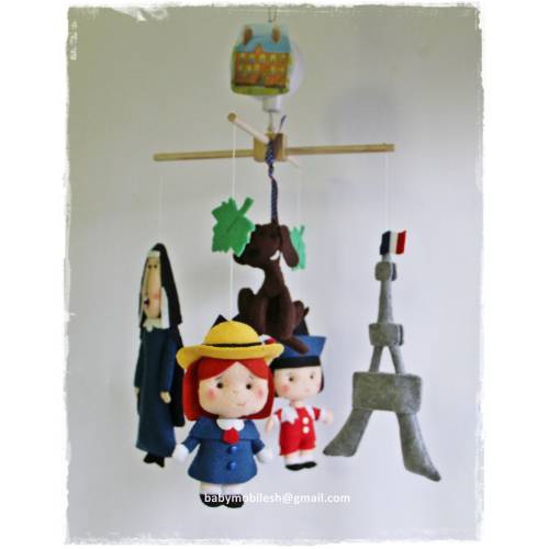 Madeline in Paris Baby Crib Mobile: Eiffel Tower Nursery Decor