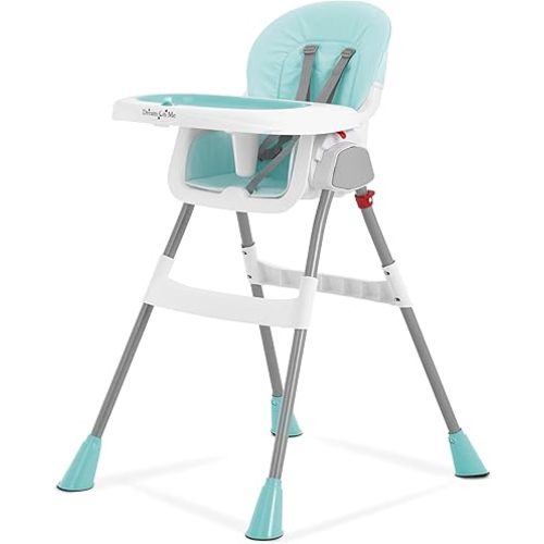 Dream On Me TableTalk 2-in-1 High Chair for Baby & Toddler – Convertible High Chair to Junior Chair, Removable Padded Seat, Dual Dishwasher-Safe Trays, Styrdy Steel Frame, Quick Folding Design – Aqua