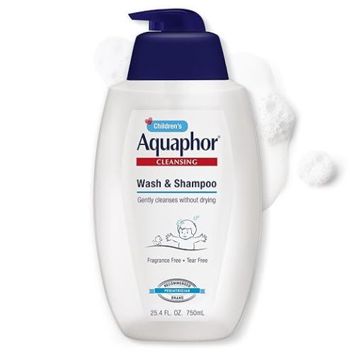 Aquaphor Baby Wash and Shampoo - Mild, Tear-free 2-in-1 Solution for Baby’s Sensitive Skin - 16.9 fl. oz. Pump