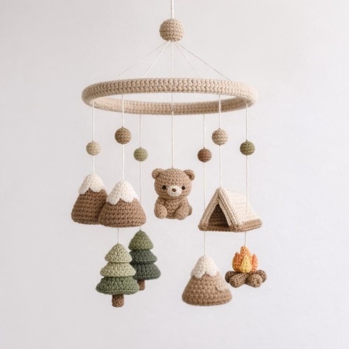 Mountain Peak Explorer Mobile | Crochet Wilderness Nursery Dreamscape