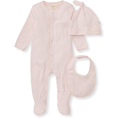 Burt's Bees Baby Unisex Infant Jumpsuit Set, 100% Organic Cotton 3-Piece Gift Outfit Coverall with Matching Hat and Bib