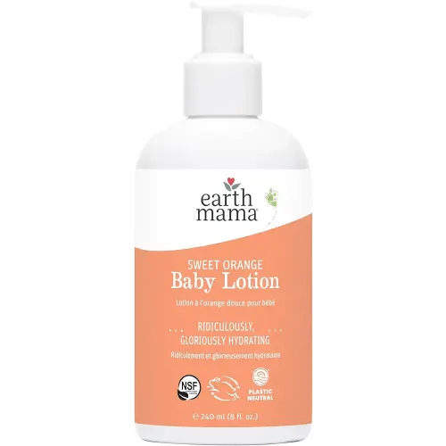 Earth Mama Sweet Orange Baby Lotion | Moisturizing Body Lotion for Dry Skin, Newborn Baby Lotion Sensitive Skin Care, Face Lotion for Babies & Kids with Shea Butter, Calendula & Aloe, 8 Fl Oz