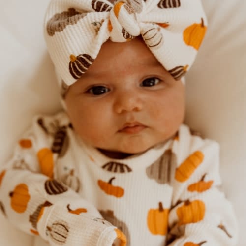 Organic Waffle Knot Bow, Harvest Pumpkin
