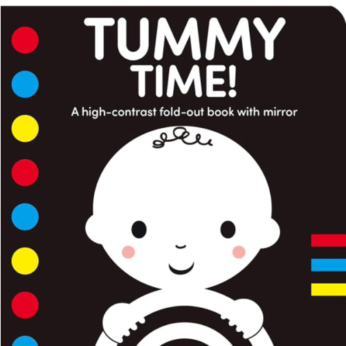 Tummy Time!: A High-Contrast Fold-Out Book with Mirror for Babies