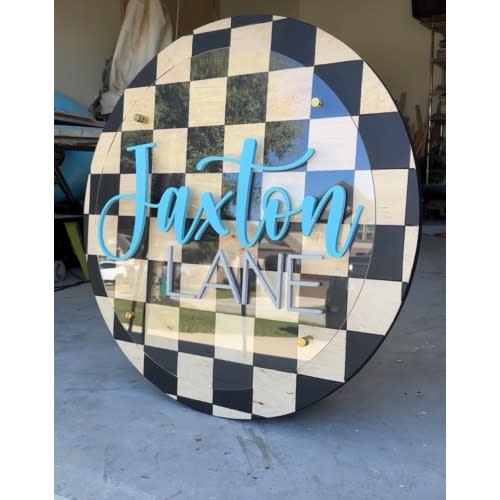 Checkered Rad Nursery Sign, Boy/Girl nursery sign, Wood name sign, Skater baby room, Dirt bike Nursery Sign, Modern Nursery Sign