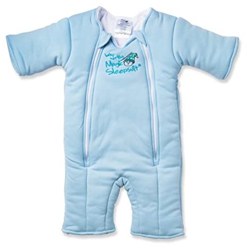 Magic Sleepsuit Baby Merlin's Cotton Baby Swaddle Transition Product - Soft and Cozy Design, Double Zipper for Easy Diaper Changes, Promotes Safe Sleep, 3-6 Months - Blue - Large 18-21lbs