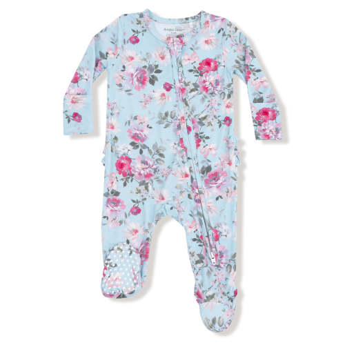 2-Way Zip Ruffle Footie, Charlotte Floral