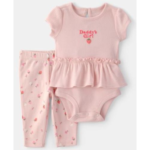 Baby Girls' Fruit Print Short-Sleeve Bodysuit and Pants, 2-Piece Set