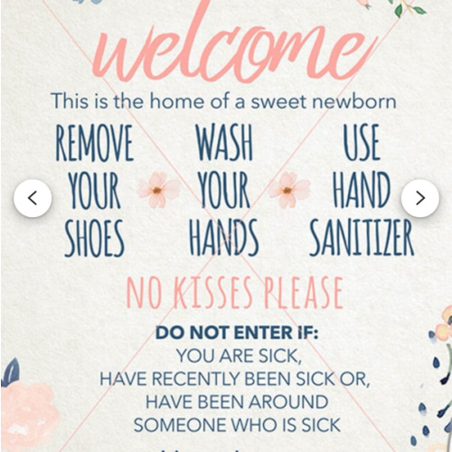 Newborn Wash Hands Welcome Sign, INSTANT DOWNLOAD ONLY, Front Door Sign, No Kissing, Sanitize Hands, Remove Shoes,Baby Shower Gift