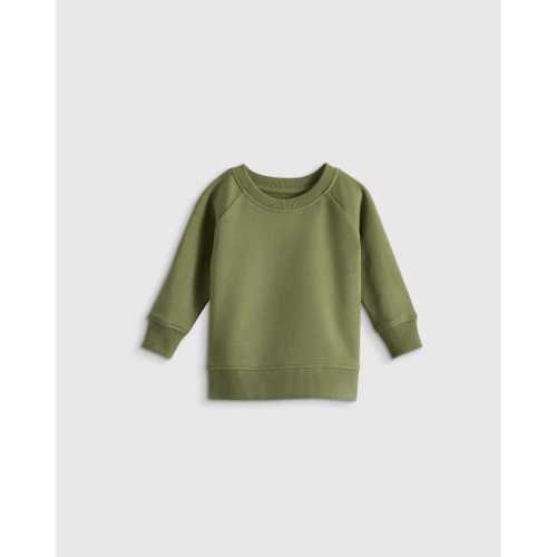 Organic Cotton French Terry Crew Neck Sweatshirt - Baby in Olive Green