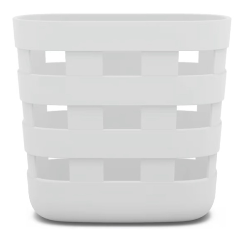 Lalo Bath Time Storage Bin - Keep Items Organized & Dry with Non-Toxic Plastic, Easy Cleanup, Removable Drying Bin, Woven Baby Organizer, Secure Wall Attachment, 9 x 5.5 x 8.5 in - Coconut