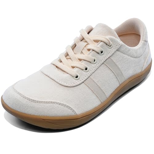 Minimalist Barefoot Shoes for Women, Zero Drop Wide Toe Box Shoes, Breathable Soft Canvas Sneakers