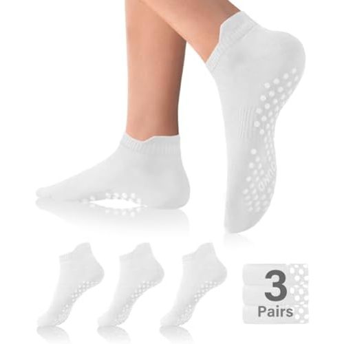 DIBAOLONG Pilates Socks with Grips for Women Yoga Socks Non Slip Barre Hospital Socks 6-Pairs Grippy Ankle Socks