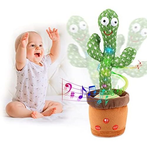 LUKETURE Upgrade Dancing Cactus, Talking Cactus Toy That Repeat What You Say, Adjustable Volume Electric Singing Cactus Plush Toy, Sunny The Cactus Toy for Kid, Recording&Mimicking Toy