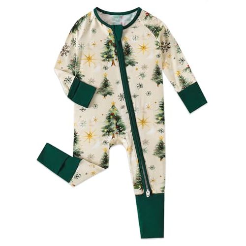 Baby Footless Pajamas with Mittens and Feet Cuffs Viscose of Bamboo Cartoon Infant Boys Girls Zipper Pjs Romper