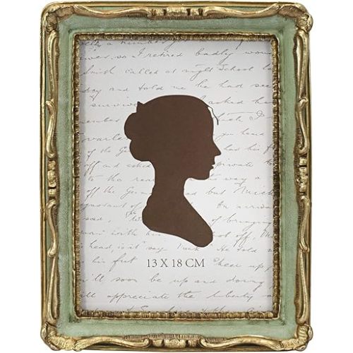 AELS 5x7/8x10 Inch Vintage Picture Frame, Elegant Antique Photo Frames with Glass Front, Photo Display, Tabletop Wall Hanging, Gift Ideas,Gold and Green (5x7)