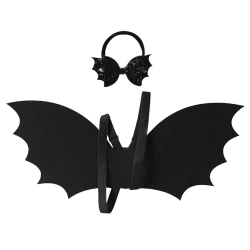 JiaDuo Halloween Bat Costume for Baby Girl Boy Black Wing and Bow Headband Goth Hair Accessories