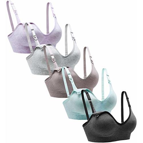 Suekaphin Nursing Bra 5pack Wireless V Neck Maternity Nursing Bra Bralette Low Cut Sleeping Breastfeeding with Extenders
