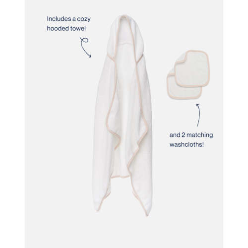 The Hooded Towel + 2 Washcloth Set - Coconut / Grapefruit