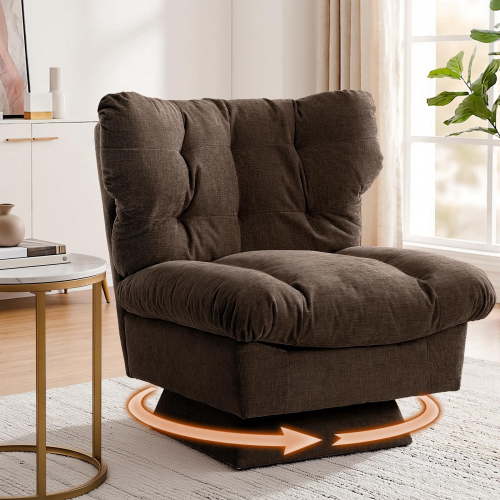 Oversized Chenille Swivel Accent Chair – 360° Modern Lounge Chair, Extra-Wide 20.8" Seat, Thick Cushion, Cozy Upholstered, Living Room, Bedroom, Office, 300lb Capacity