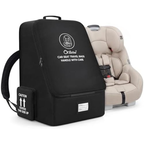 Orzbow Padded Car Seat Travel Bag for Airplane, Carseat Backpack Bag, Black