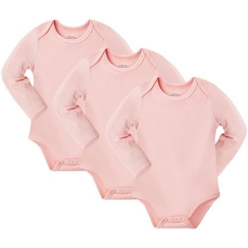 NMK Baby Bodysuits 3-Pack,Soft Rayon From Bamboo Short and Long Sleeve Onesie,Unisex for Newborns 0-12 Months