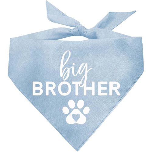 Big Brother Heart Paw Dog Bandana | 100% Cotton Adjustable Triangle | Pregnancy Announcement Photoshoot Prop | New Baby | Made in USA | Matching Family | Gender Reveal | Baby Blue X-Small (87) GB