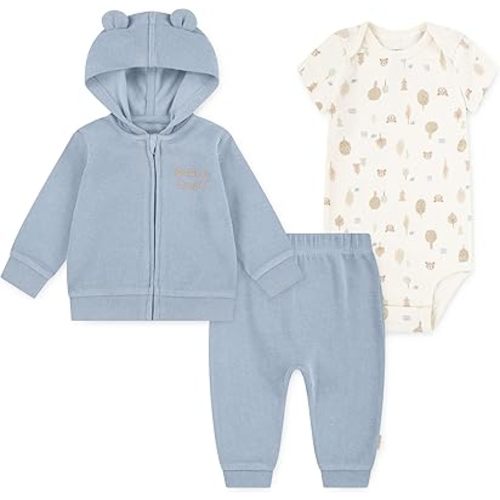 HUGGIES Baby Bodysuit, Hoodie and Pants 3-piece Outfit Set
