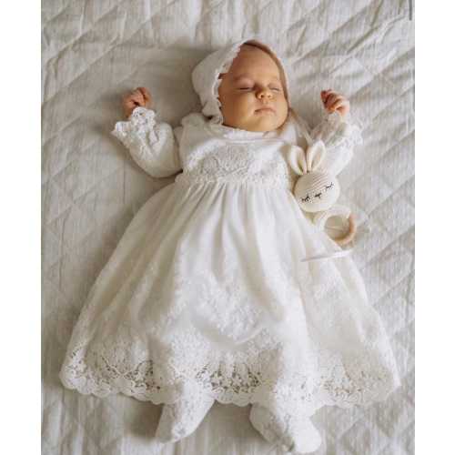 Baptism dress for baby girl, christening gown, white blessing outfit