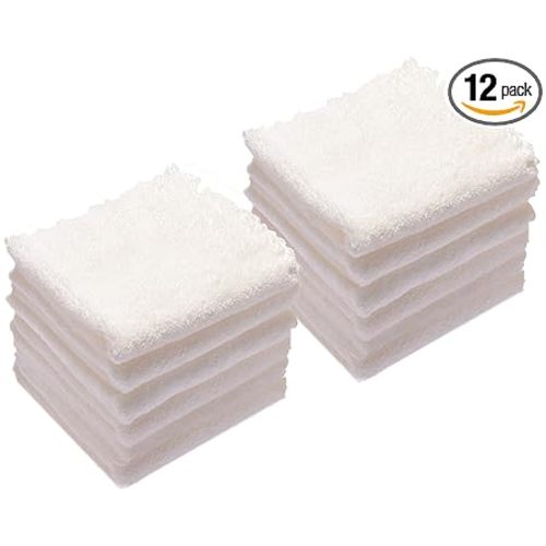 Kyapoo Baby Washcloths 12 Pack 12x12 Inches Microfiber Coral Fleece Extra Absorbent and Soft for Newborns, Infants and Toddlers-White