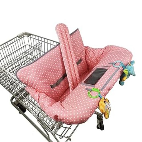Shopping Cart Covers for Baby Girl, Cotton High Chair Cover, Machine Washable for Infant, Toddler (Pink)