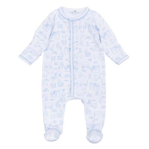 Wild West Toile Footie - Light Blue – Magnolia Baby