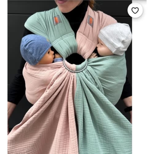 Twin Ring Sling, Twins baby carrier, Twins sling for newborn, 100% Organic Cotton ring sling, Muslin ring sling, Twin Babywearing