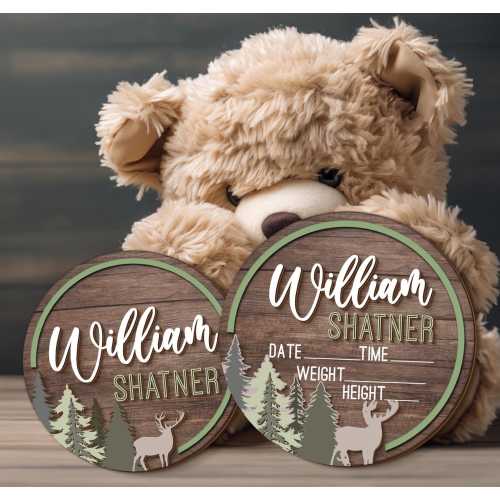 Personalized Forest Wood Baby Name Sign: Birth Stats, Woodland Nursery Decor